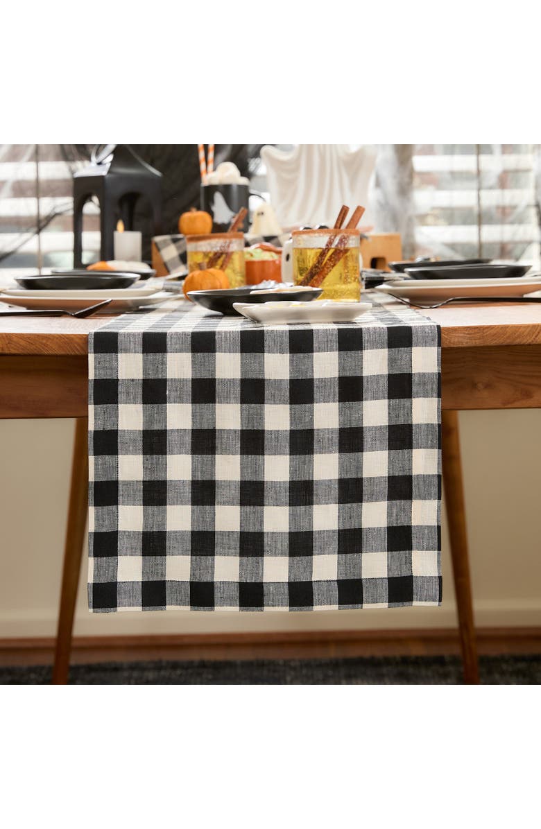 Solino Home Linen Table Runner for Dining Table, Holiday and Everyday Table Decor - Morgan Check, Main, color, 