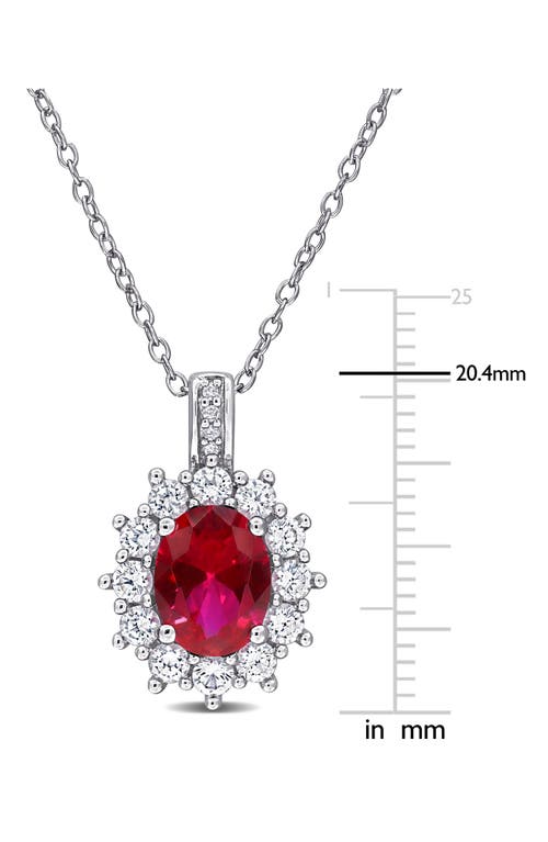 Delmar Diamond & Lab Created Ruby Pendant Necklace In Red
