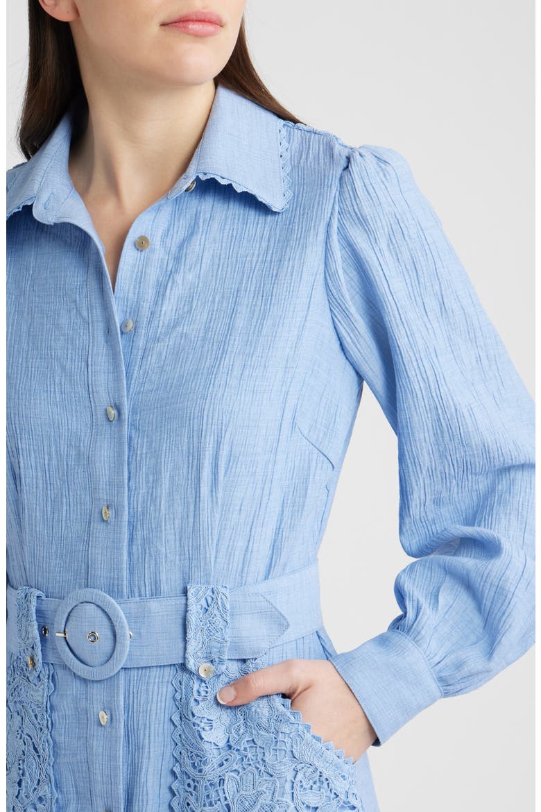 Vivian Lace Trim Shirtdress, Alternate, color, BLUE