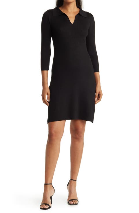 Vermont Johnny Collar Ribbed Sweater Dress