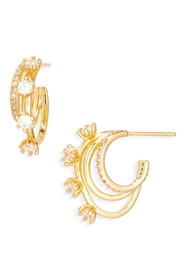 Raita Cubic Zirconia Hoop Earrings, Main, color, GOLD