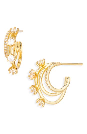 Eye Candy Los Angeles Raita Cubic Zirconia Hoop Earrings In Gold