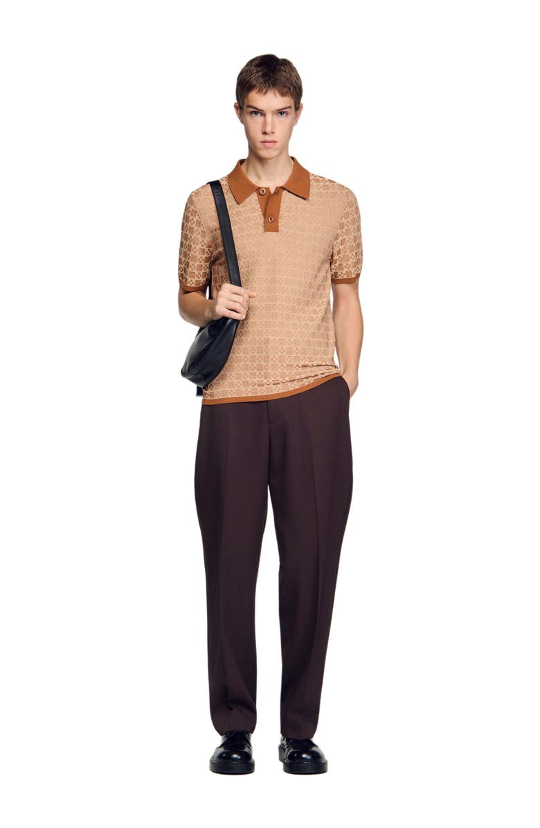 SANDRO Square Cross polo shirt, Alternate, color, Camel