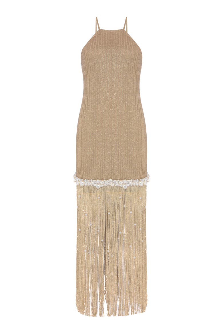 Aurea Crochet Midi Dress, Alternate, color, GOLD