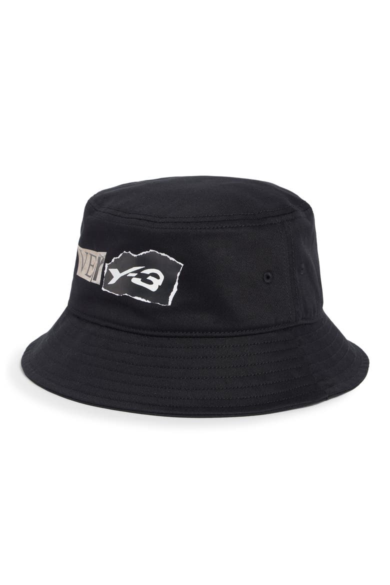 Y-3 Cotton Bucket Hat, Main, color, BLACK