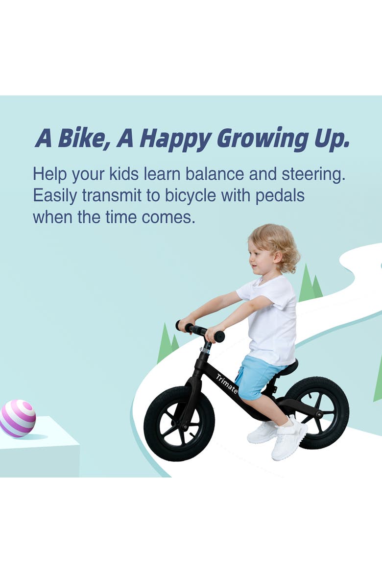 Toddler 12" Black Balance Bike with Inflated Tire, Alternate, color, Multicolored