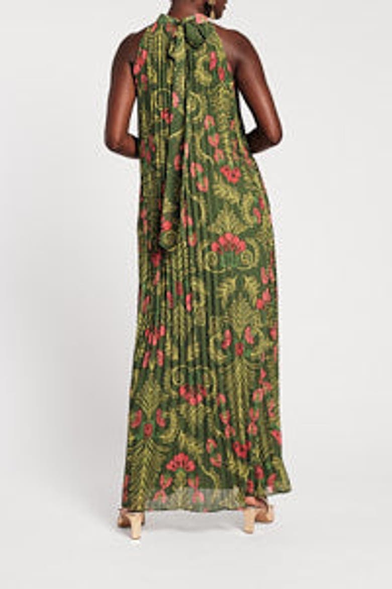Slim Pleated Maxi Dress, Alternate, color, Green/Multi