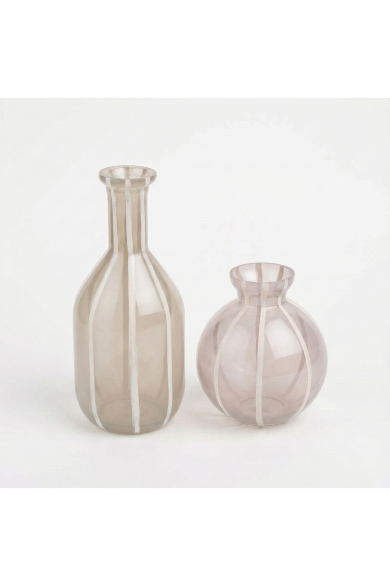 Aravali  Hand Painted Glass Decorative Object 2 Piece Set, Main, color, Beige