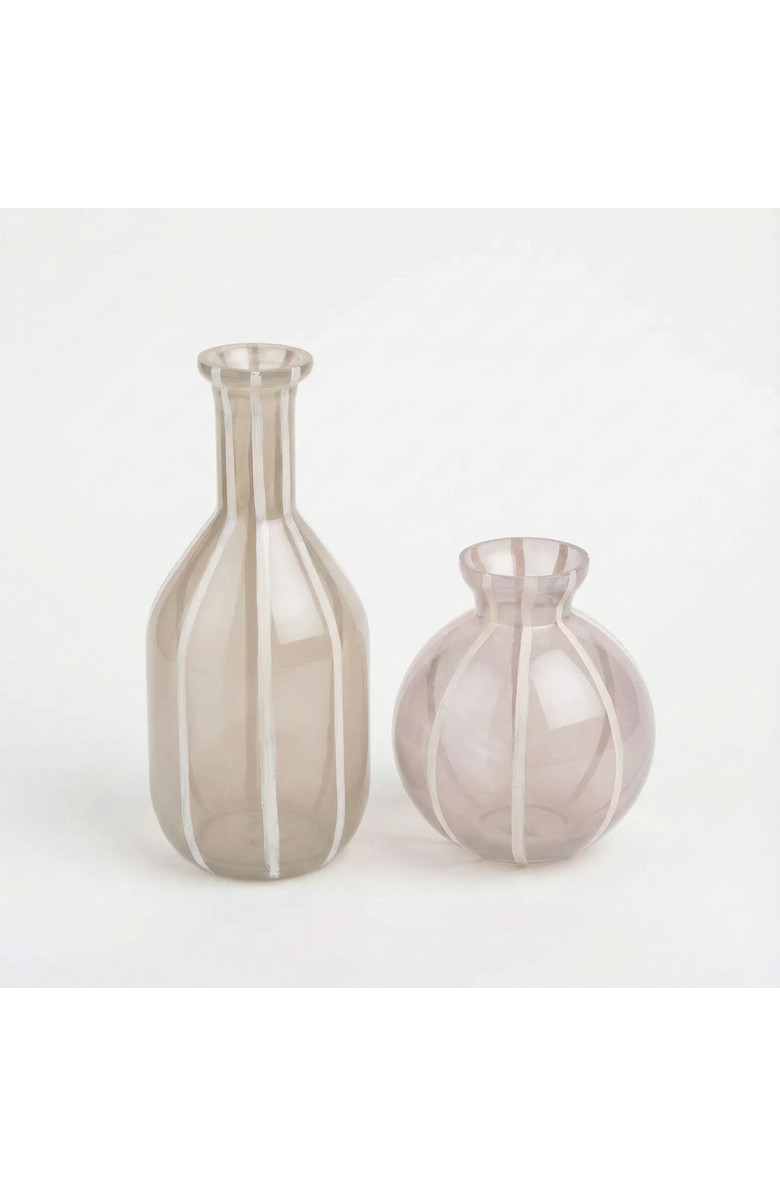 Zsa Zsa Zsu Aravali  Hand Painted Glass Decorative Object 2 Piece Set, Main, color, Beige