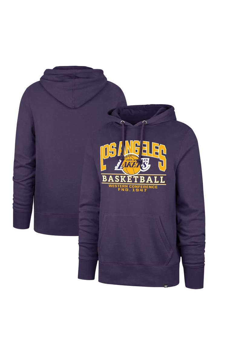 Men's '47 Purple Los Angeles Lakers Big & Tall Good Call Headline Pullover Hoodie, Main, color, Purple