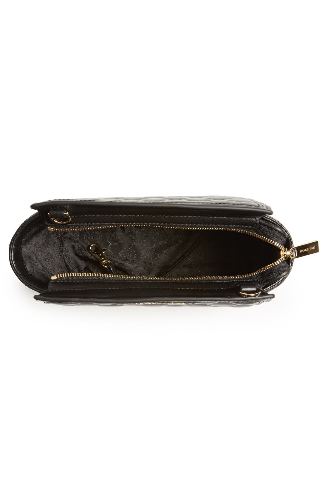 'Medium Selma' Quilted Leather Messenger Bag, Alternate, color, BLACK