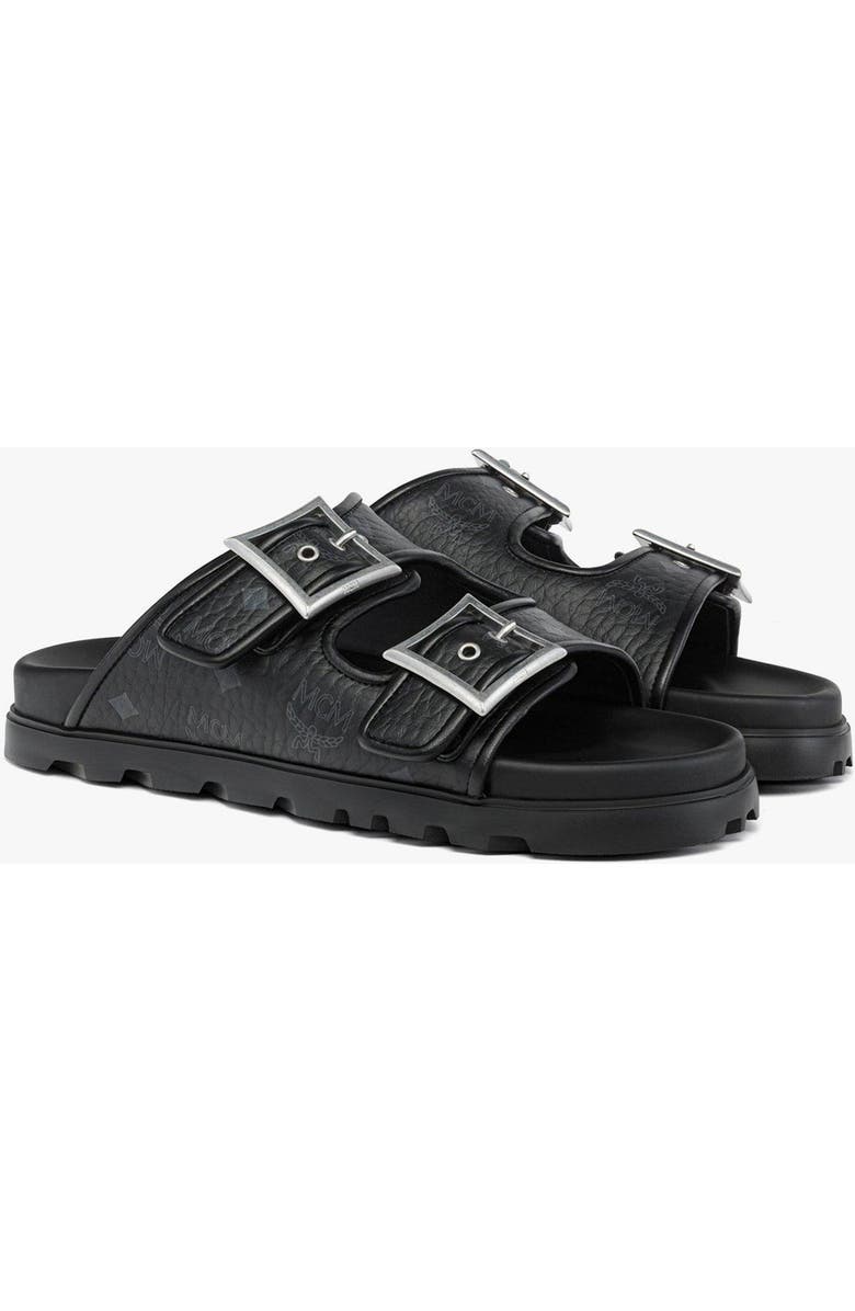 MCM Sandals in Visetos, Main, color, Black
