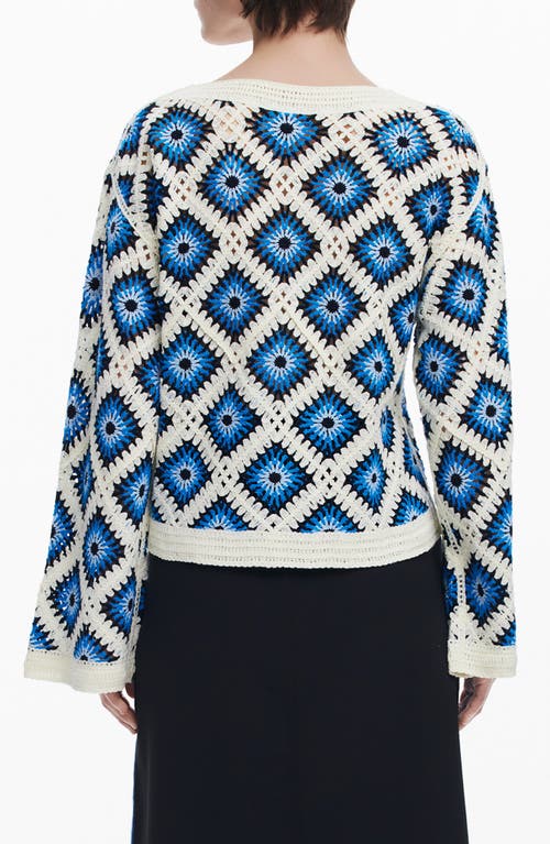 Desigual Multicolor Crochet Sweater In Blue Multi