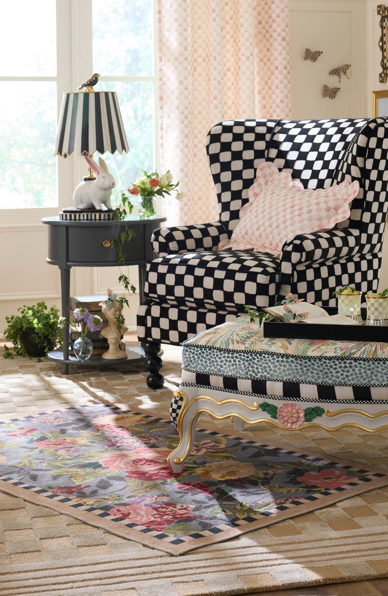 MACKENZIE CHILDS Tudor Rose Washable Rug, Alternate, color, Blue Multi