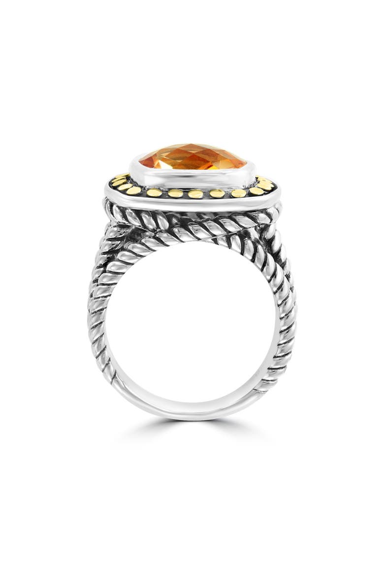 18K Gold & Sterling Silver Cushion Citrine Ring, Alternate, color, ORANGE