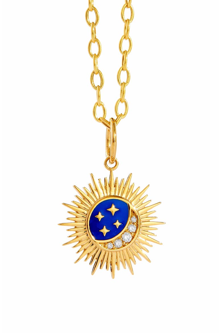 Sun Moon Stars Charm, Main, color, Blue Enamel