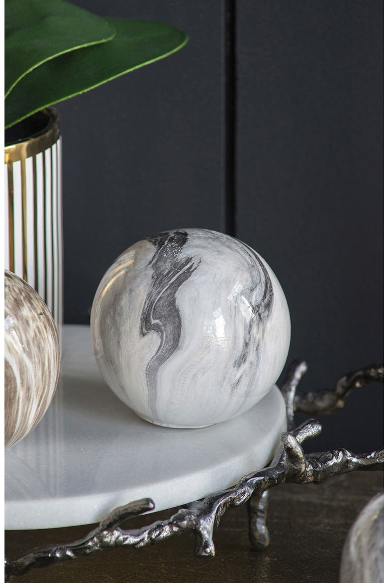Set of 6 Marbleized Ball Accents, Alternate, color, GRAY