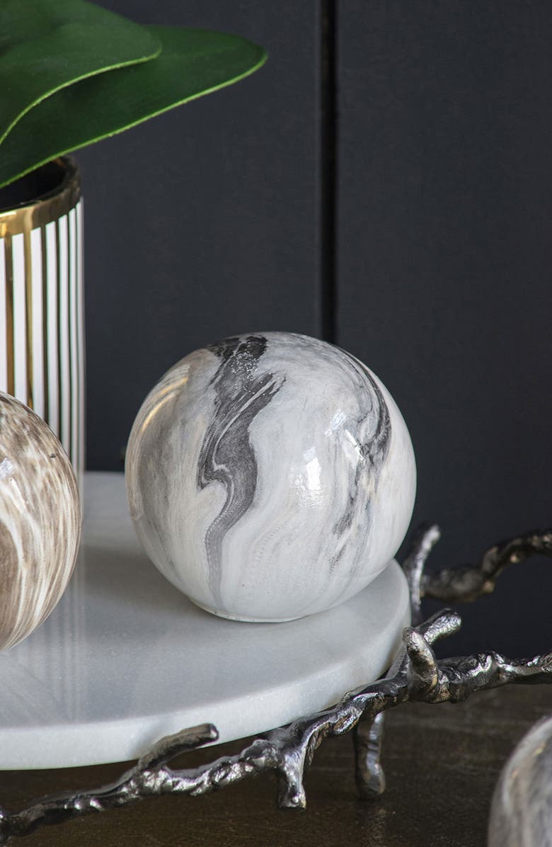 A & B Home Set of 6 Marbleized Ball Accents, Alternate, color, Gray