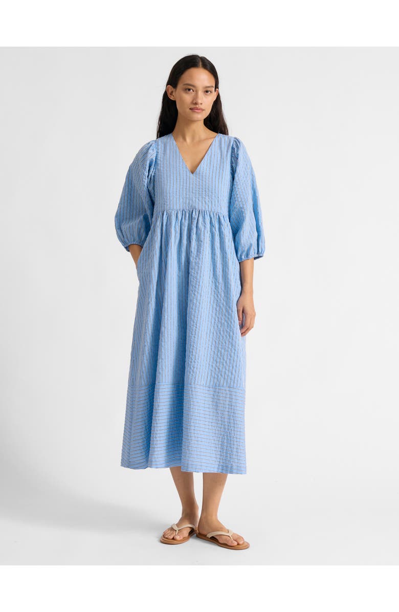 Albaray Stripe V-Neck Midi Dress, Main, color, Blue