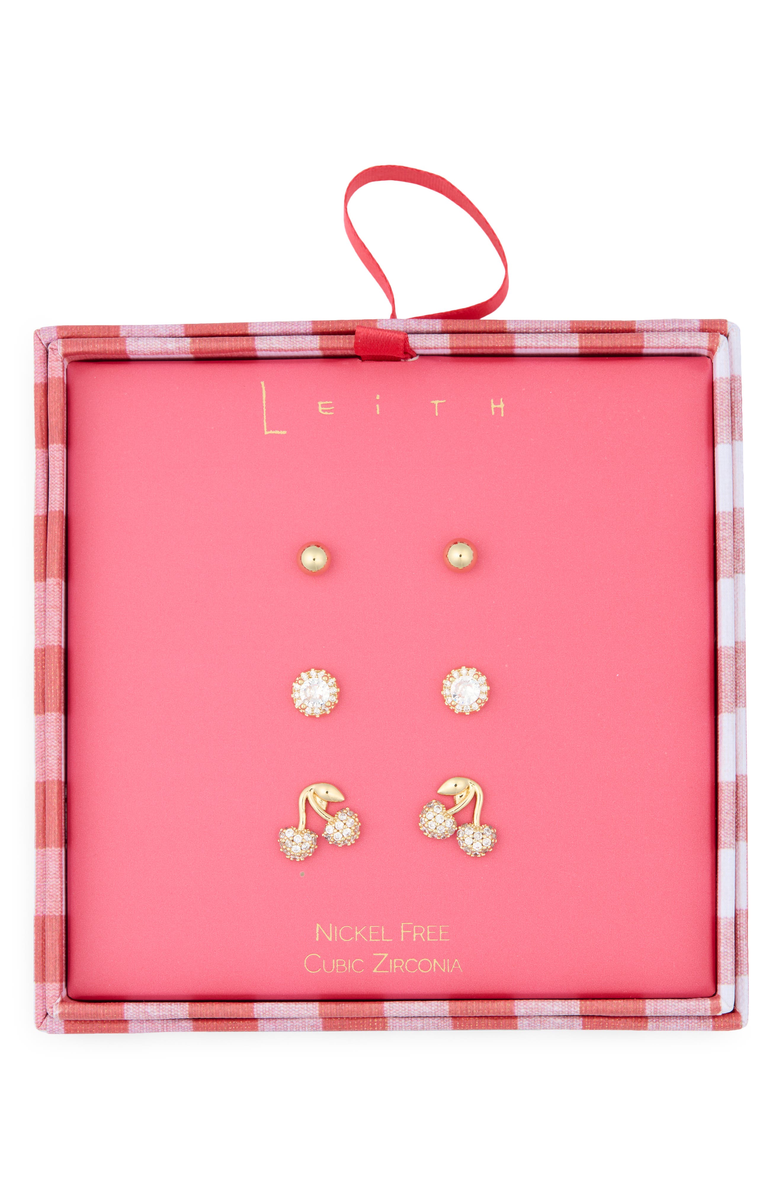 Leith 3-Pack Assorted Cubic Zirconia Earrings Set
