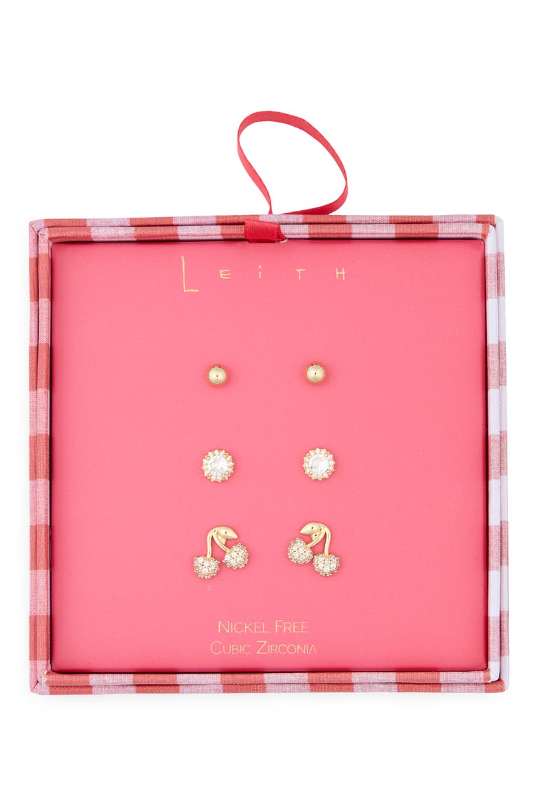 3-Pack Assorted Cubic Zirconia Earrings Set, Main, color, CLEAR- GOLD