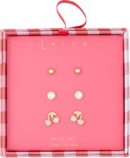 Leith 3-Pack Assorted Cubic Zirconia Earrings Set