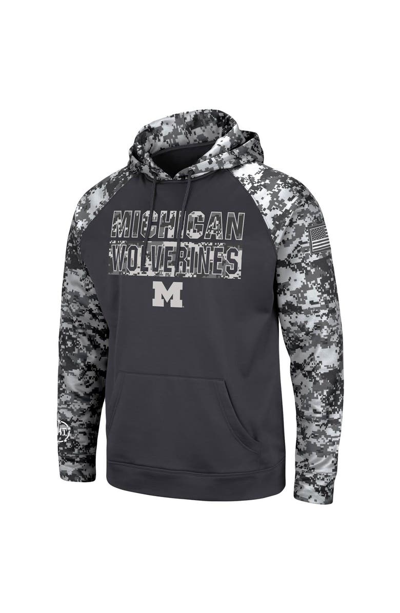 COLOSSEUM Men's Colosseum Charcoal Michigan Wolverines OHT Military Appreciation Digital Camo Pullover Hoodie, Alternate, color, Charcoal