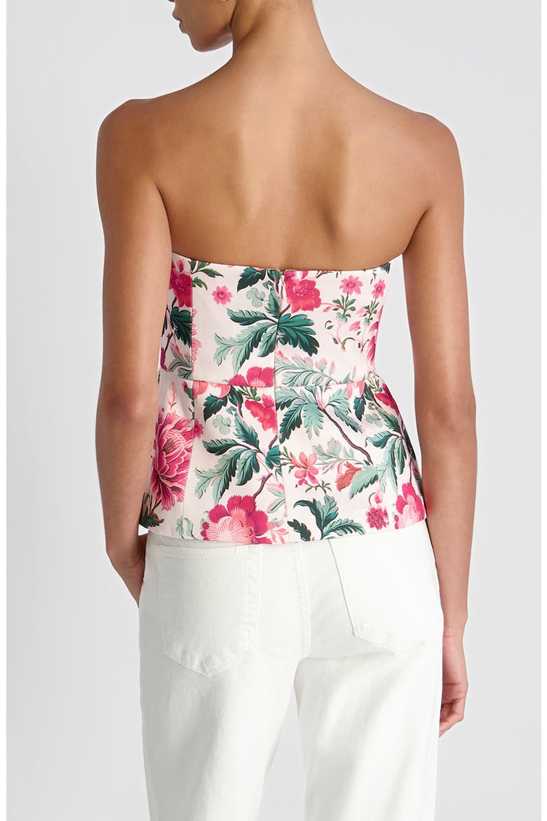 Christa Print Strapless Peplum Satin Top, Alternate, color, PINK ICING