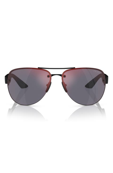 64mm Mirrored Oversize Pilot Sunglasses