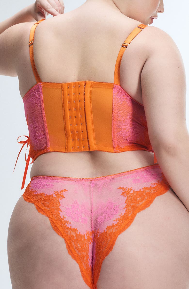 SAVAGE X FENTY Lacestruck Bustier, Alternate, color, Rose Day Pink/ Sol Orange