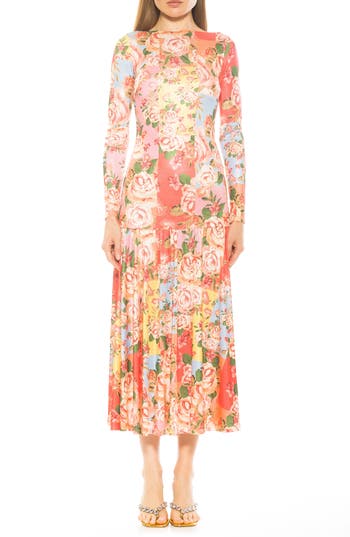 Alexia Admor Khaite Long Sleeve Midi Dress In Floral Multi