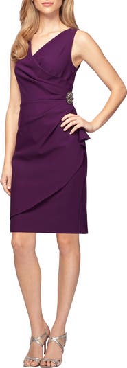 Alex Evenings Danielle Beaded Contour Dress Fuchsia / 16 Alex Evenings Danielle Beaded Contour Dress Fuchsia / 16