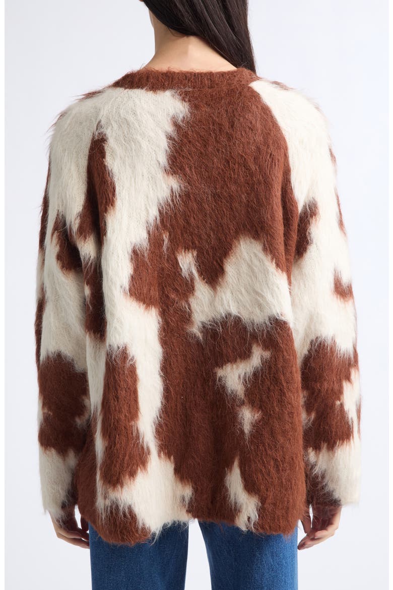 Holstein Alpaca & Wool Blend Jacquard Sweater, Alternate, color, WHITE BROWN