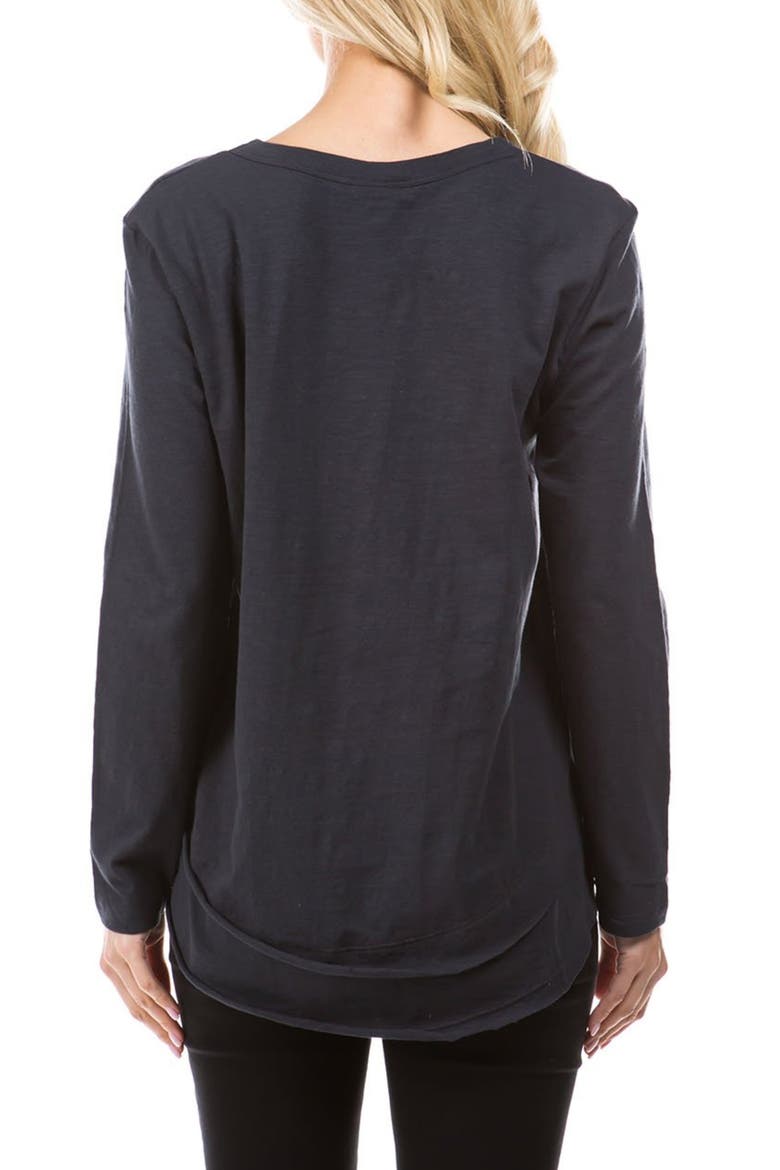 Layered Hem Cotton Slub Top, Alternate, color, CHARCOAL