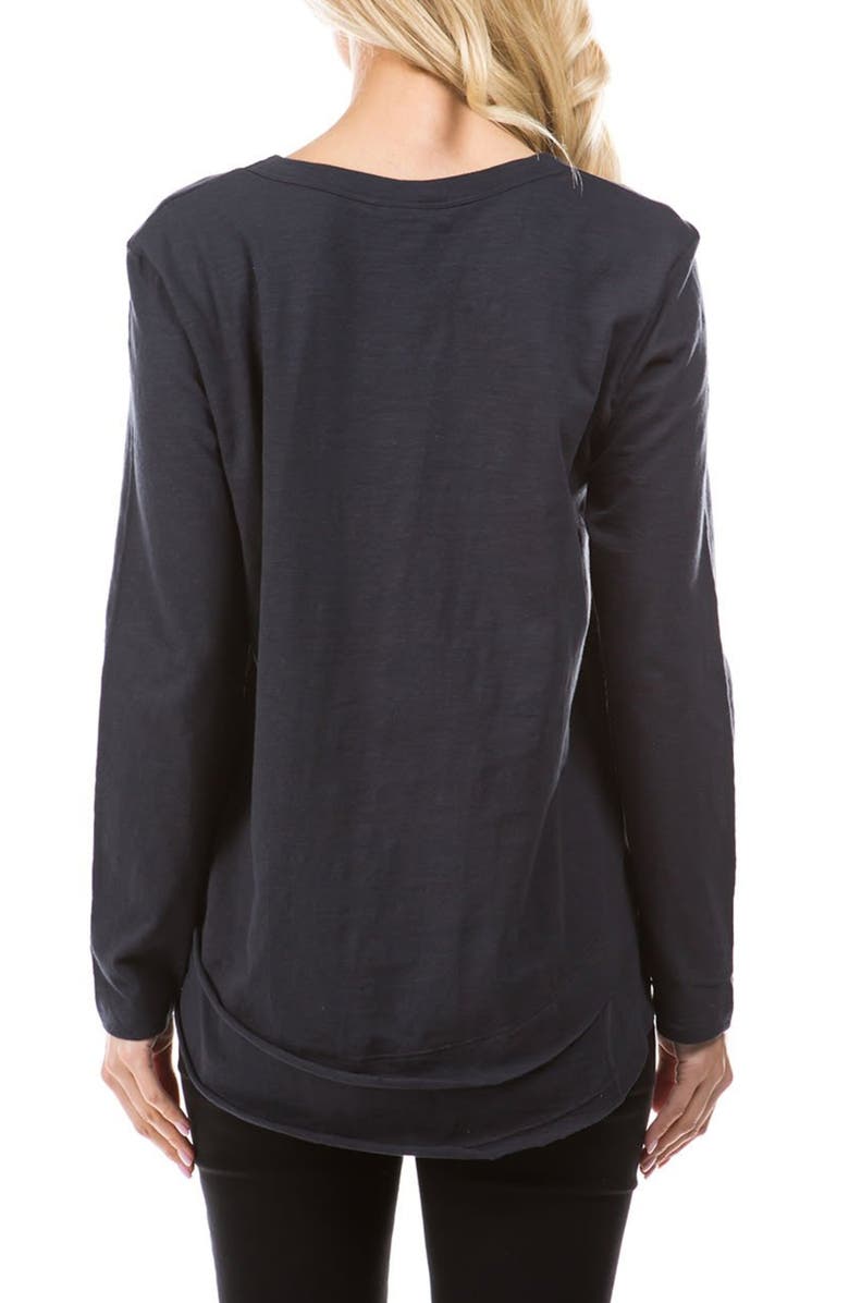 APNY Layered Hem Cotton Slub Top, Alternate, color, Charcoal