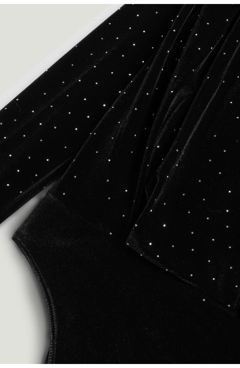 Nocturne Plunge V-Neck Embellished Bodysuit, Alternate, color, Black