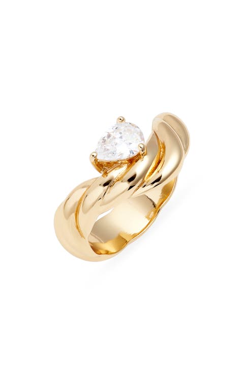 Pear Cubic Zirconia Curved Ring