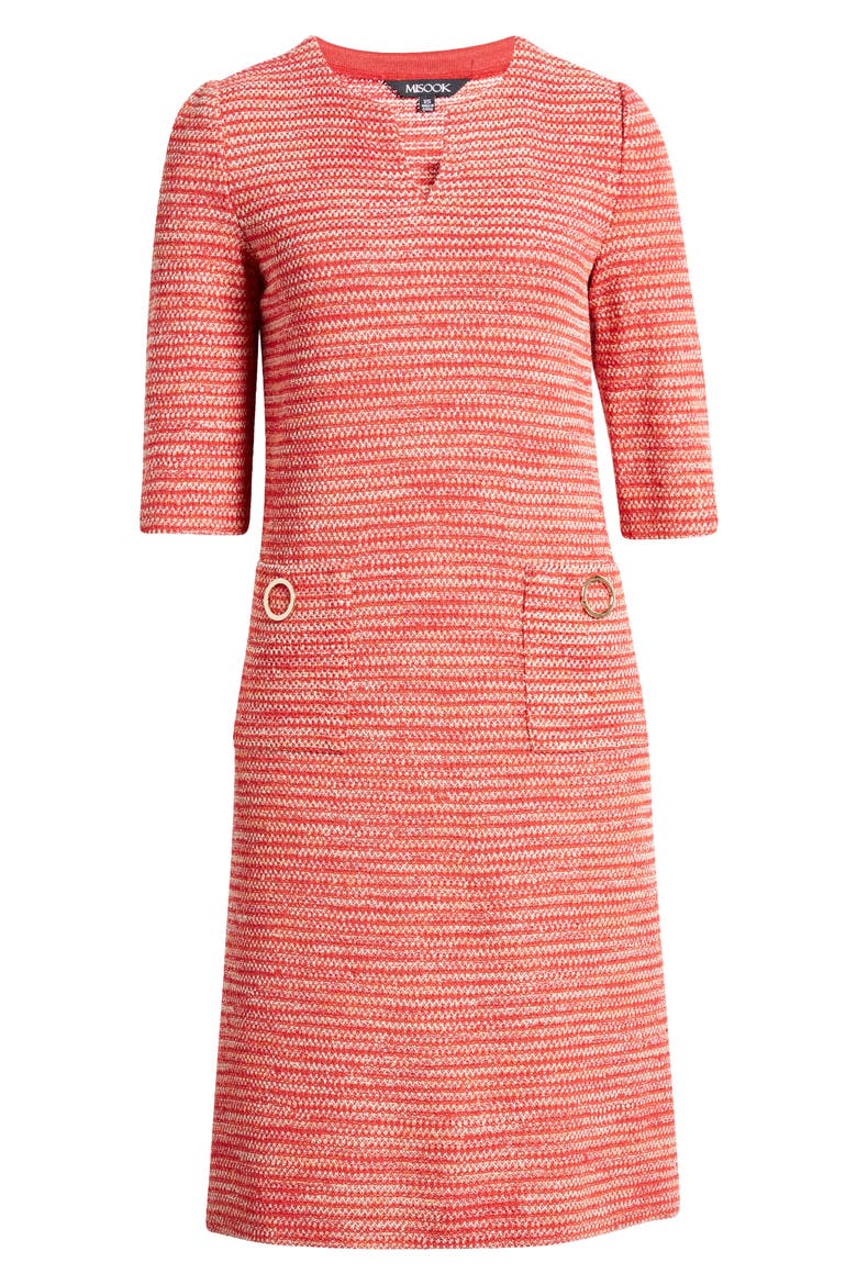 Tweed Shift Dress, Alternate, color, SUNSET RED/CITRUS BLOSSOM/PALE