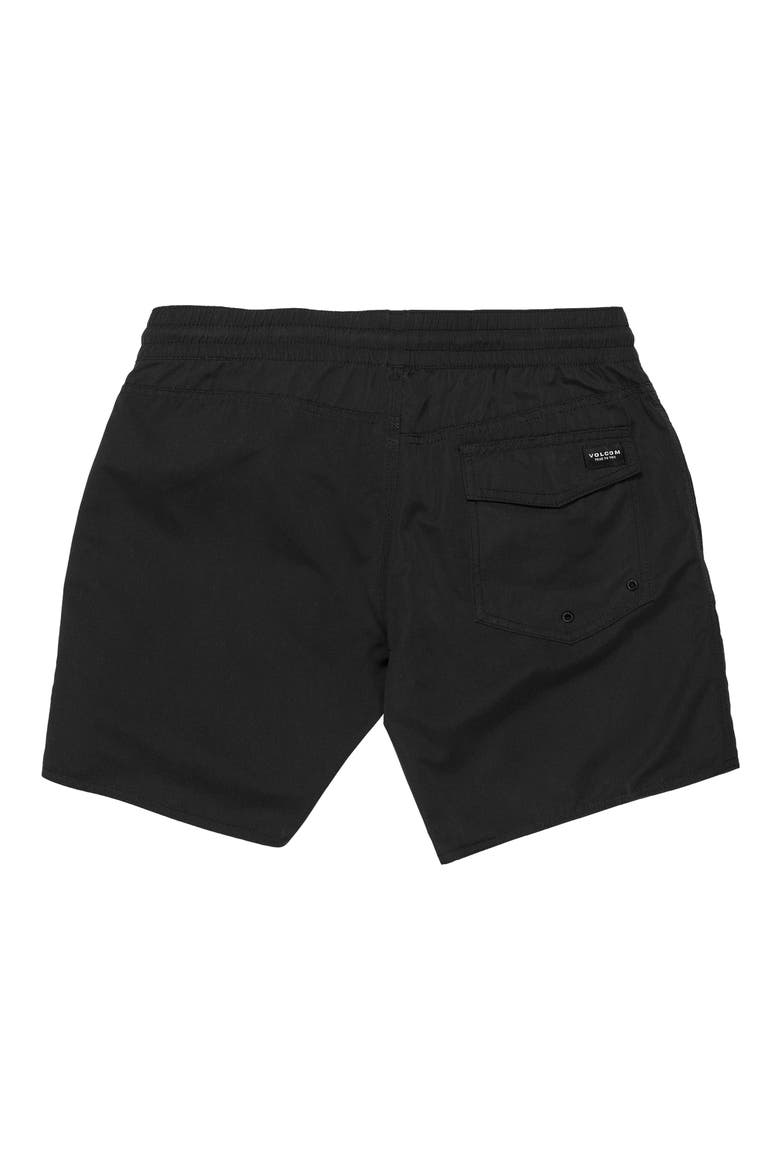Lido Solid Swim Trunks, Alternate, color, BLACK