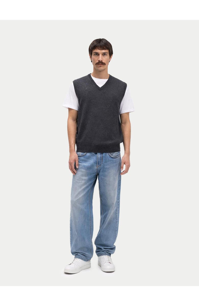 Gobi Cashmere Timeless V-Neck Cashmere Vest, Alternate, color, Charcoal