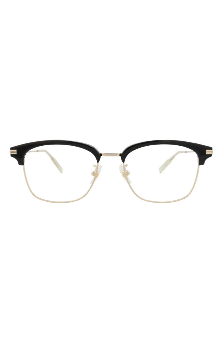 Montblanc 53mm Clubmaster Optical Glasses, Main, color, Black Gold Transparent