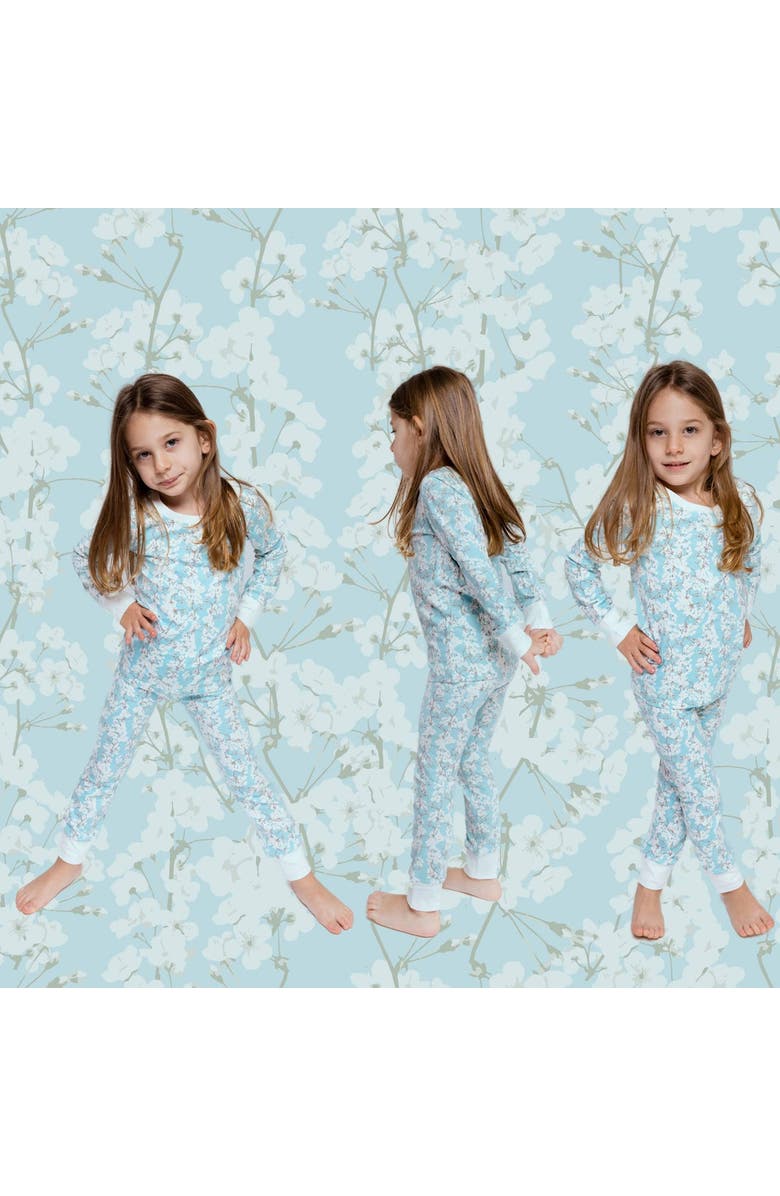 Norani Kids Organic Two-Piece Pajama Set in Cherry Blossoms, Alternate, color, Cherry Blossoms