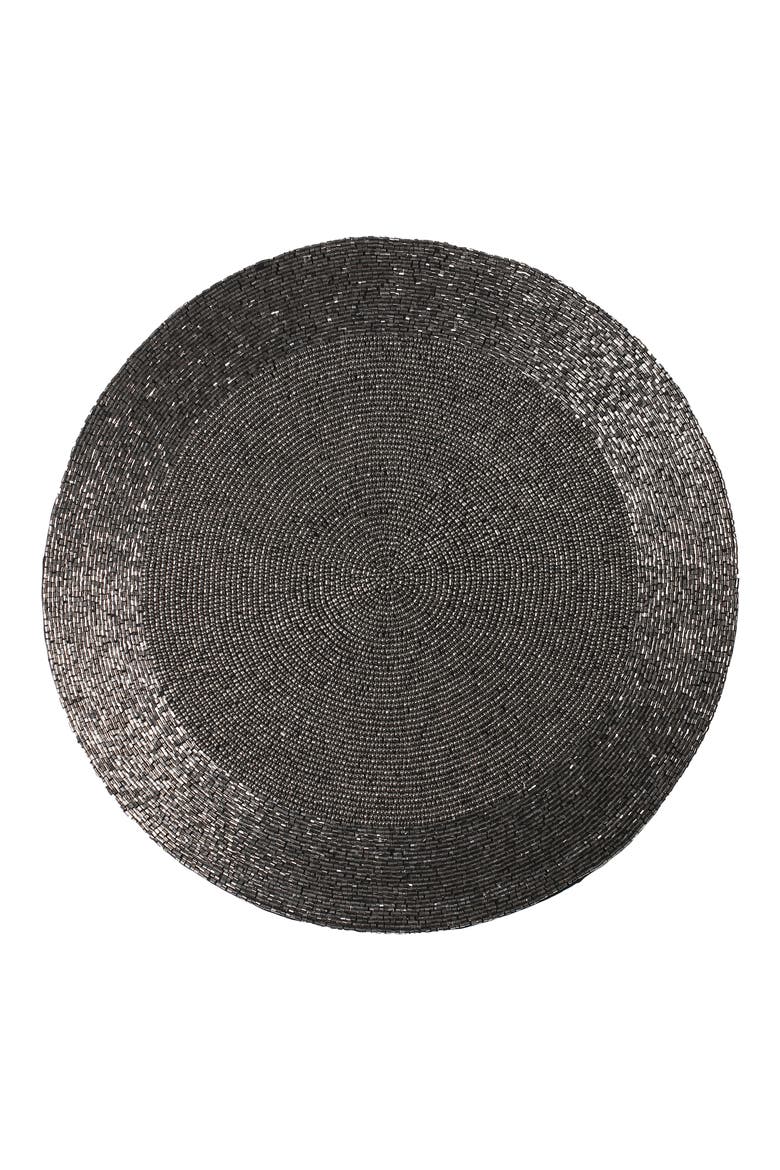 Jewel Beaded Placemat, Main, color, GUNMETAL