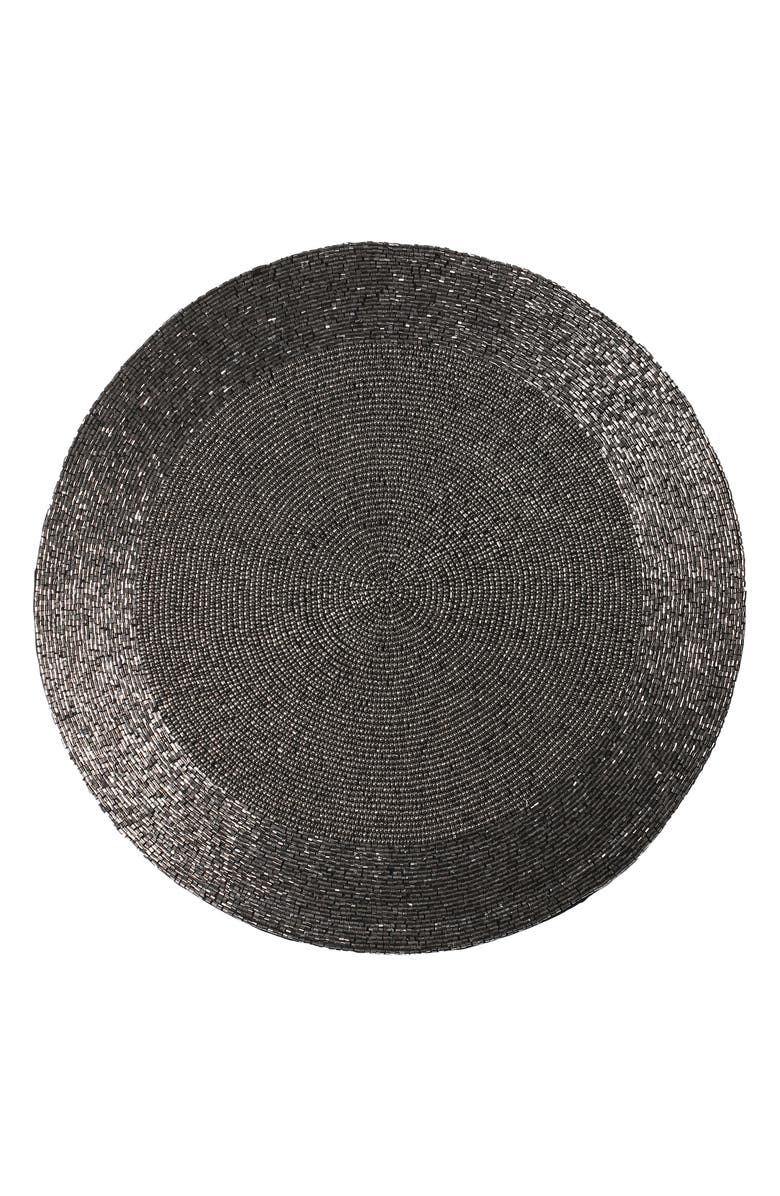 Tiramisu Jewel Beaded Placemat, Main, color, Gunmetal