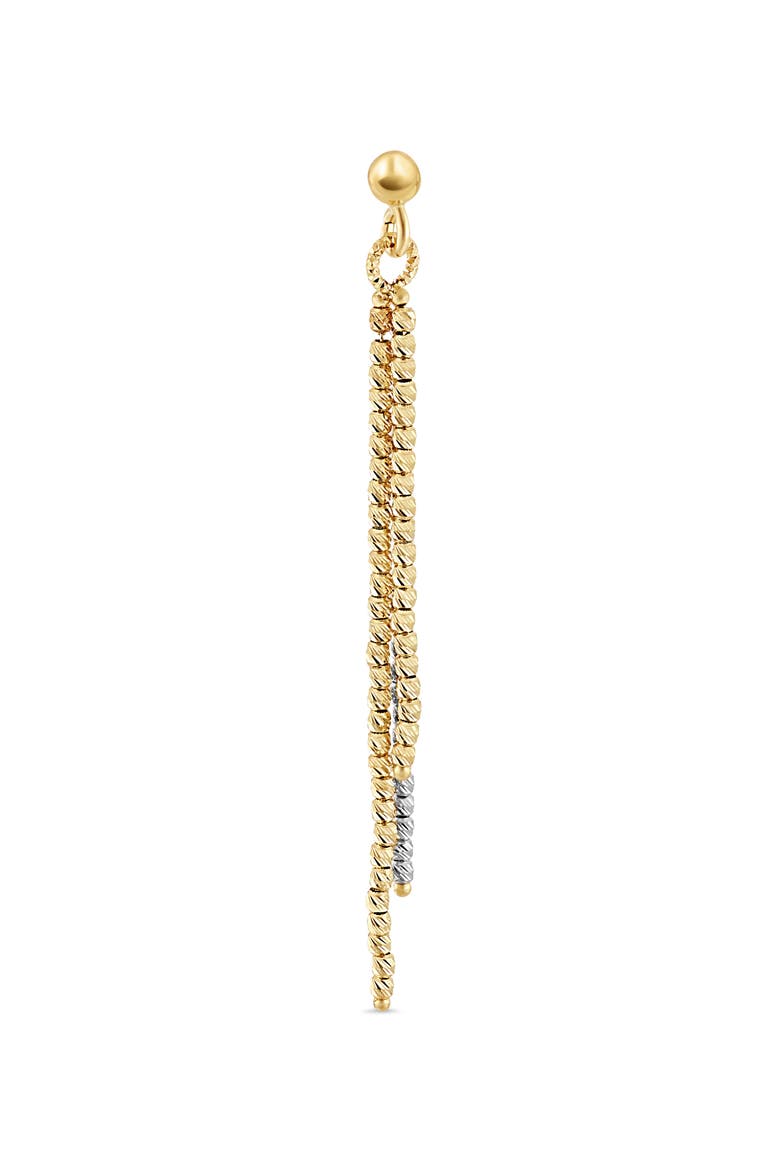 14K Gold 2-Tone Beaded Linear Drop Earrings (Online Trunk Show), Alternate, color, 14K WHITE GOLD/YELLOW GOLD