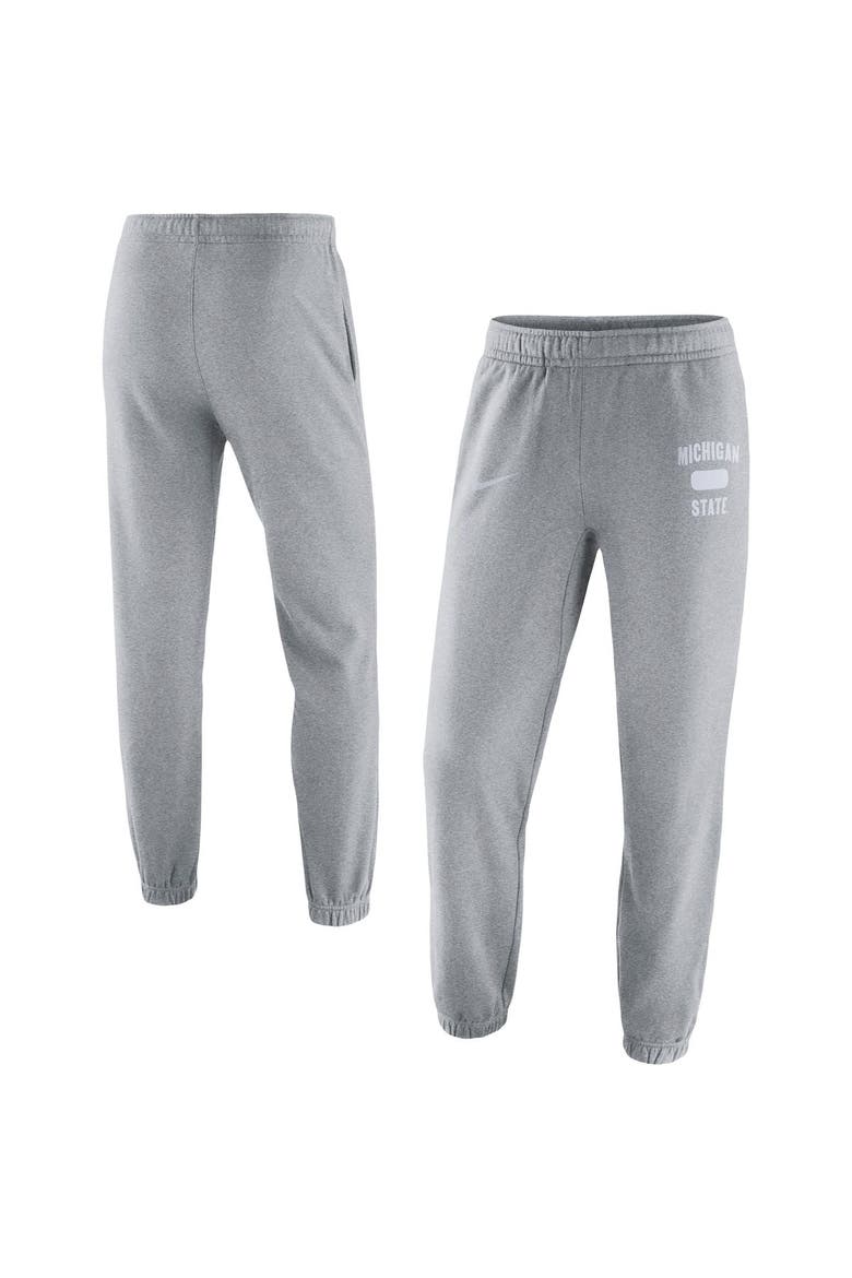 Men's Nike Heathered Gray Michigan State Spartans Saturday Fleece Pants, Alternate, color, Heather Gray