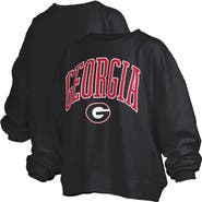 PRESSBOX Women's Pressbox Black Georgia Bulldogs Janise Arch Over Logo Waist Length Oversized Pullover Sweatshirt