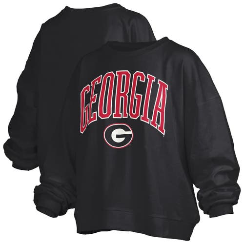 Pressbox Black Georgia Bulldogs Janise Arch Over Logo Waist Length Oversized Pullover Sweatshirt