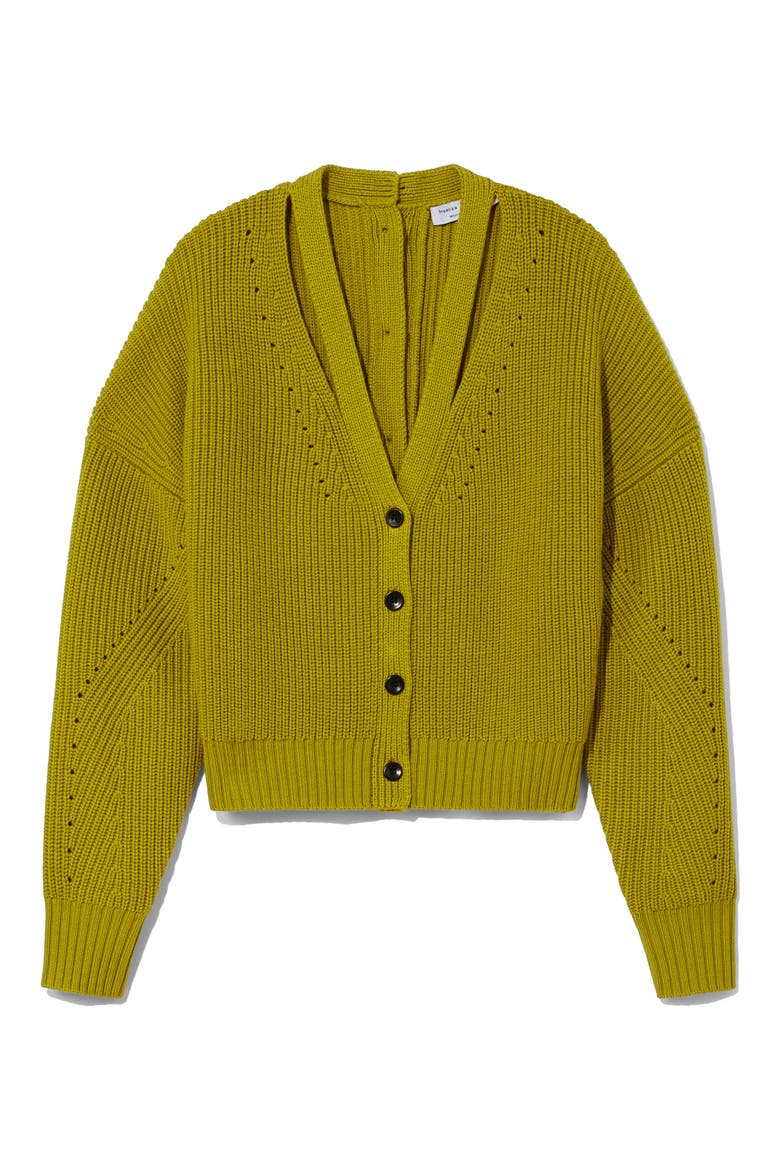 Cut Out Button Back Wool Cardigan, Alternate, color, ACID GREEN