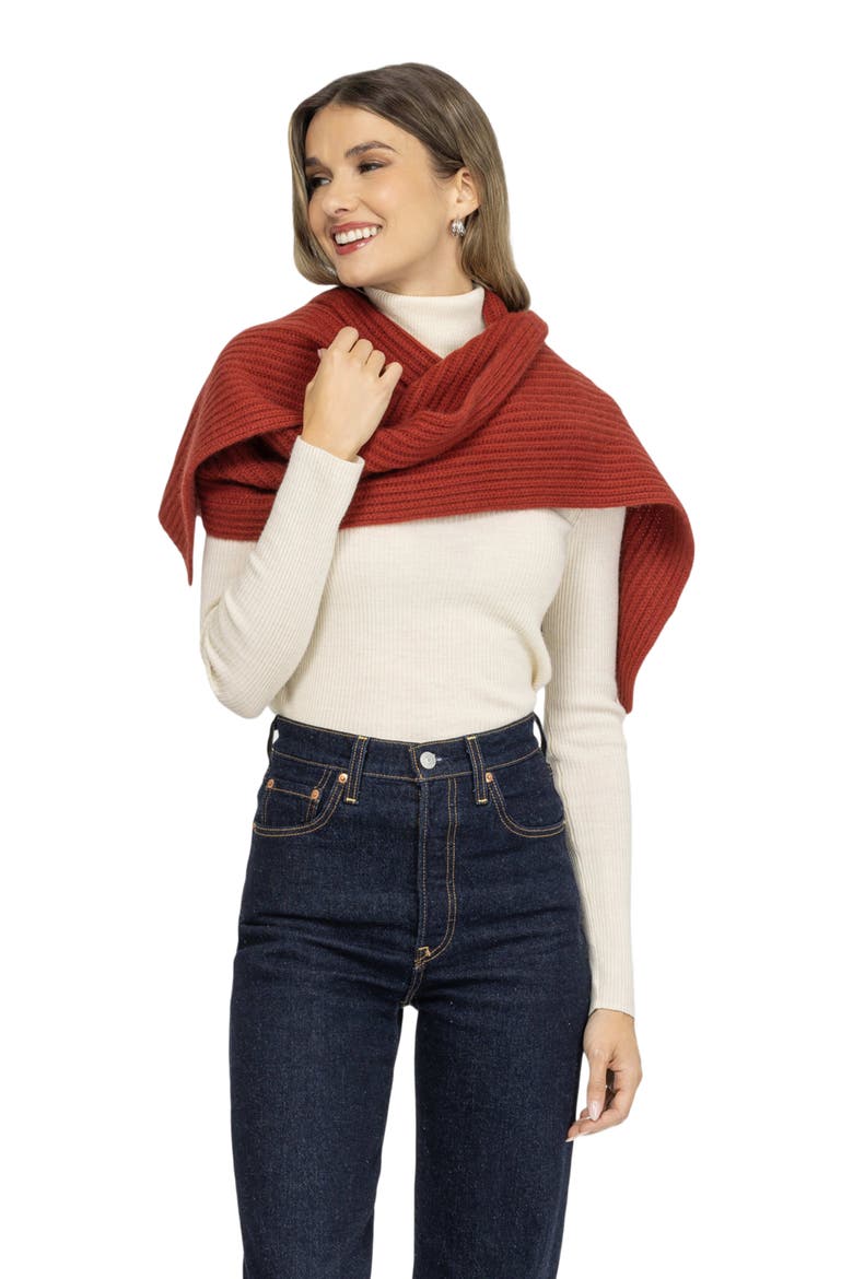Cashmere Knit Scarf, Alternate, color, RED